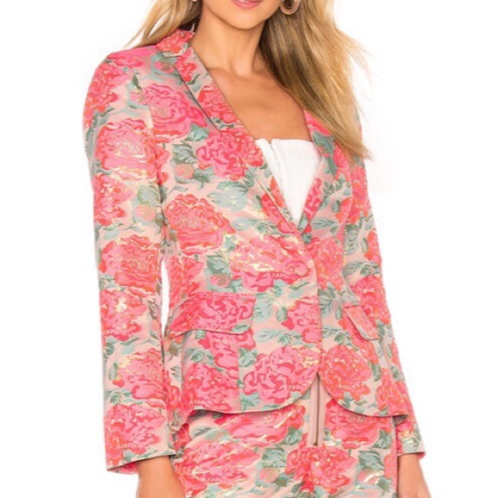 NWT For Love and Lemons Blazer Size Small Jackpot Jacket Pink Floral Host Pick